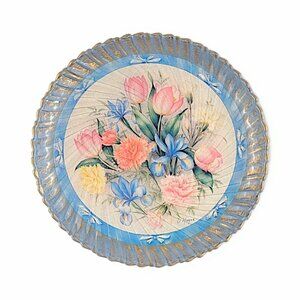 Decorative Glass Plate The Flowers of Holland Image by Doug Hauge Blue 7.5" VTG